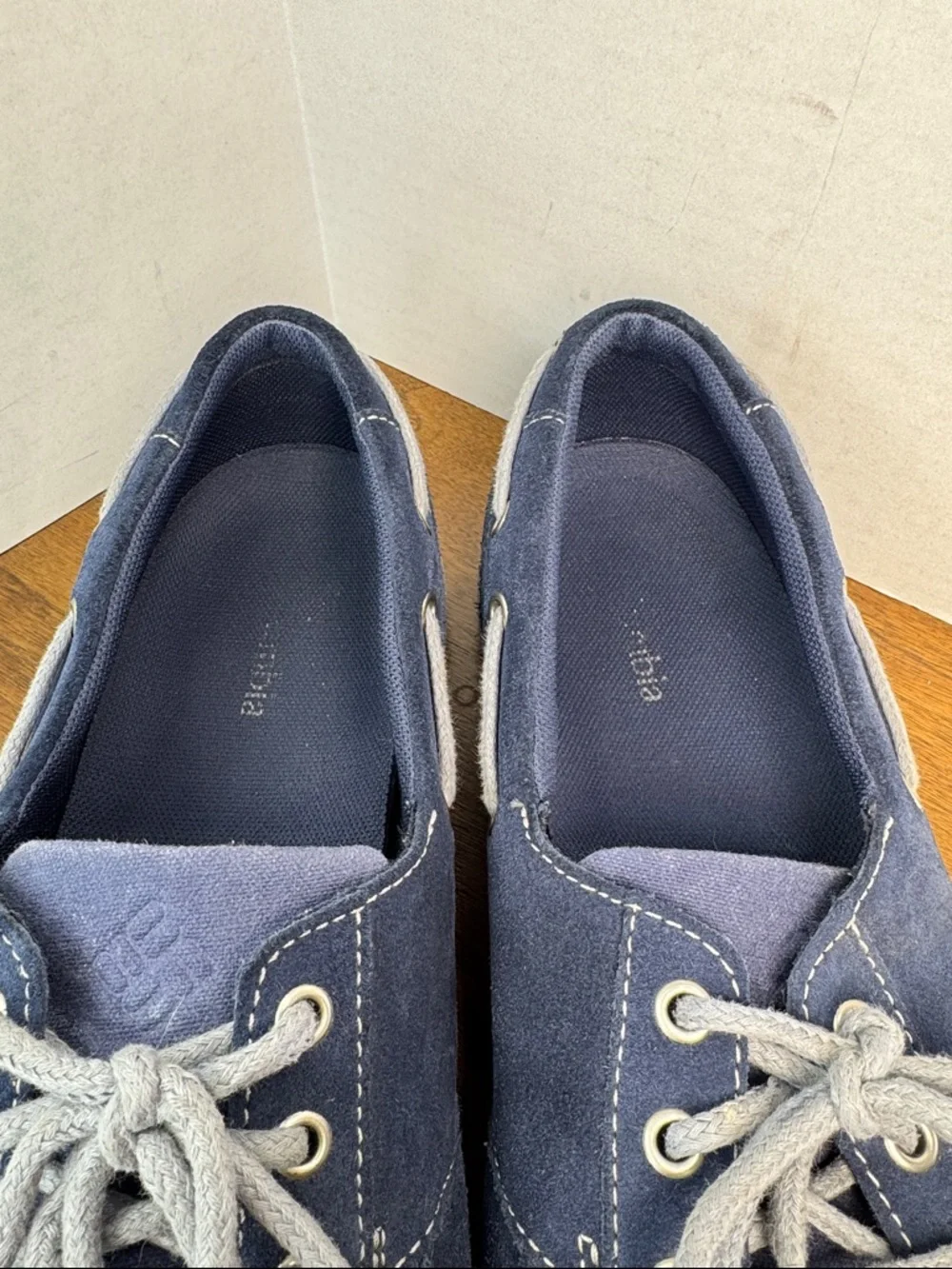 Columbia Mens Navy Suede Boat Deck Shoes Loafers, Gray Laces, sz 13